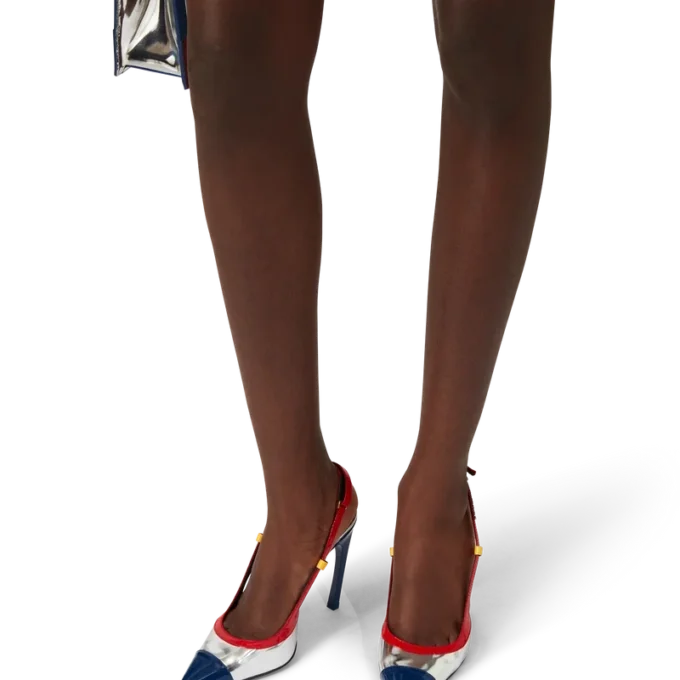 Escarpins à bride arrière et bride chromée