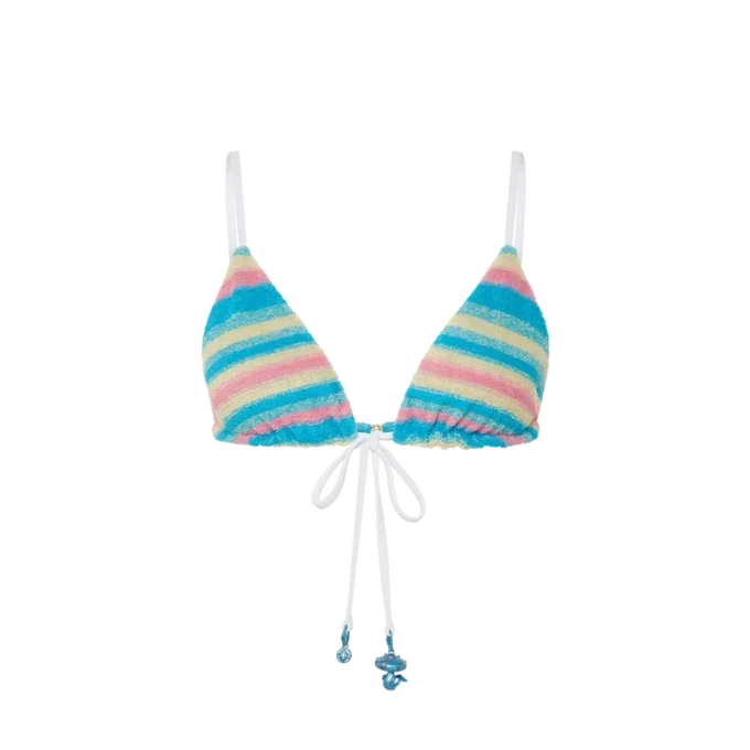 Haut de bikini en tissu éponge à rayures