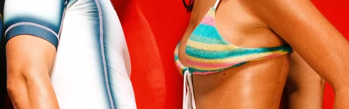 Bas de bikini en tissu éponge rayé