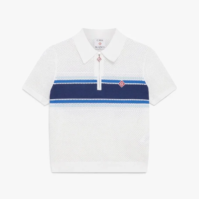 Haut en maille rayé blanc et bleu Haut en maille rayé blanc et bleu