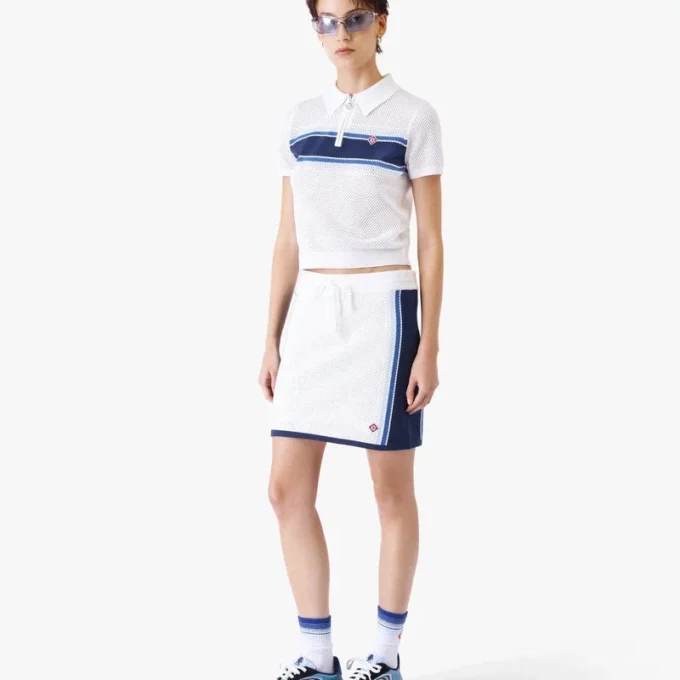 Haut en maille rayé blanc et bleu Haut en maille rayé blanc et bleu