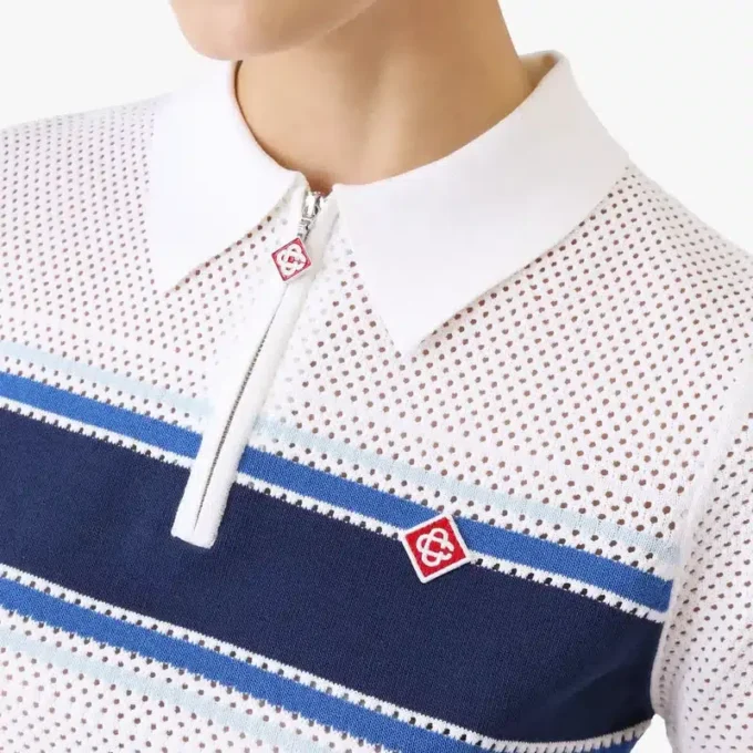 Haut en maille rayé blanc et bleu Haut en maille rayé blanc et bleu