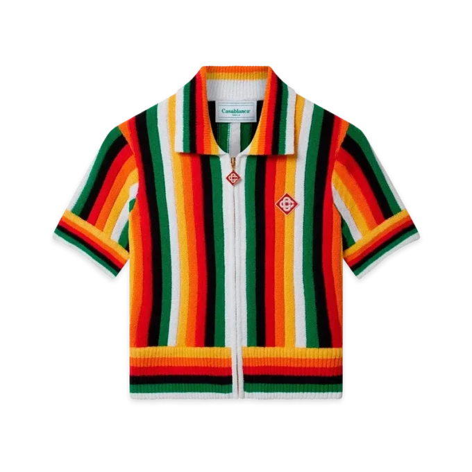 Haut en tissu éponge rayé