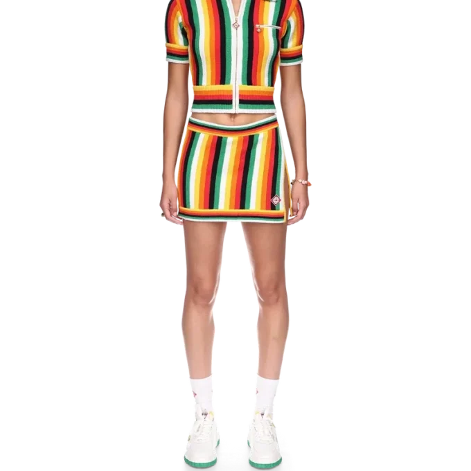 Haut en tissu éponge rayé