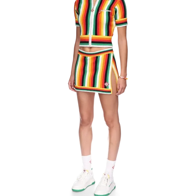 Haut en tissu éponge rayé