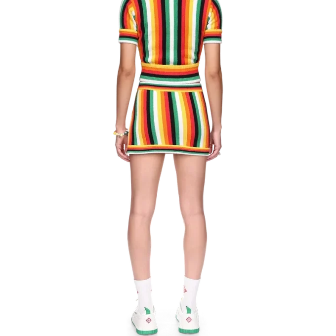 Haut en tissu éponge rayé