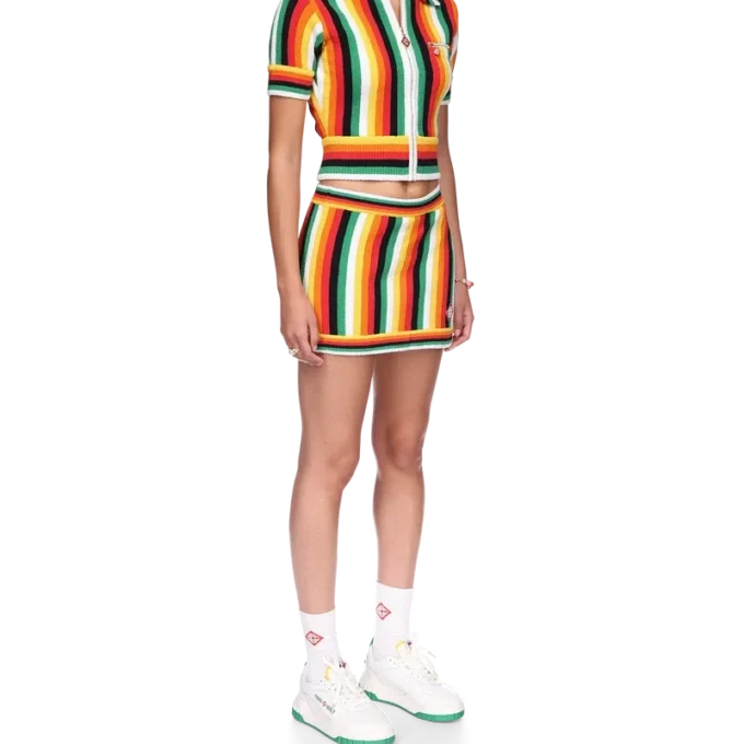 Haut en tissu éponge rayé