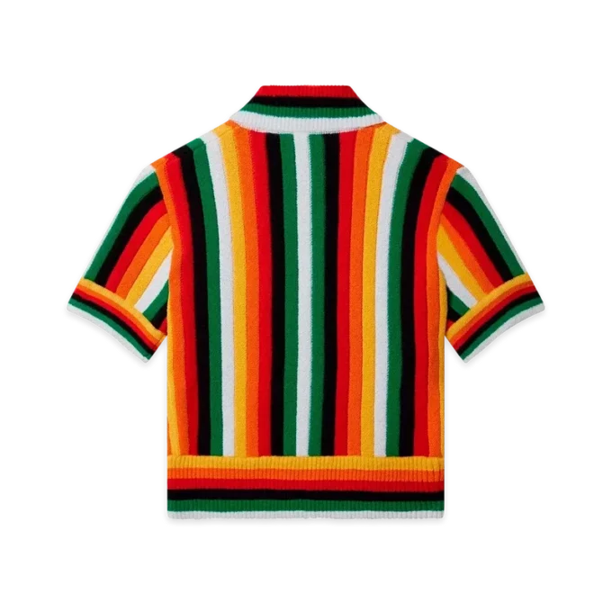 Haut en tissu éponge rayé