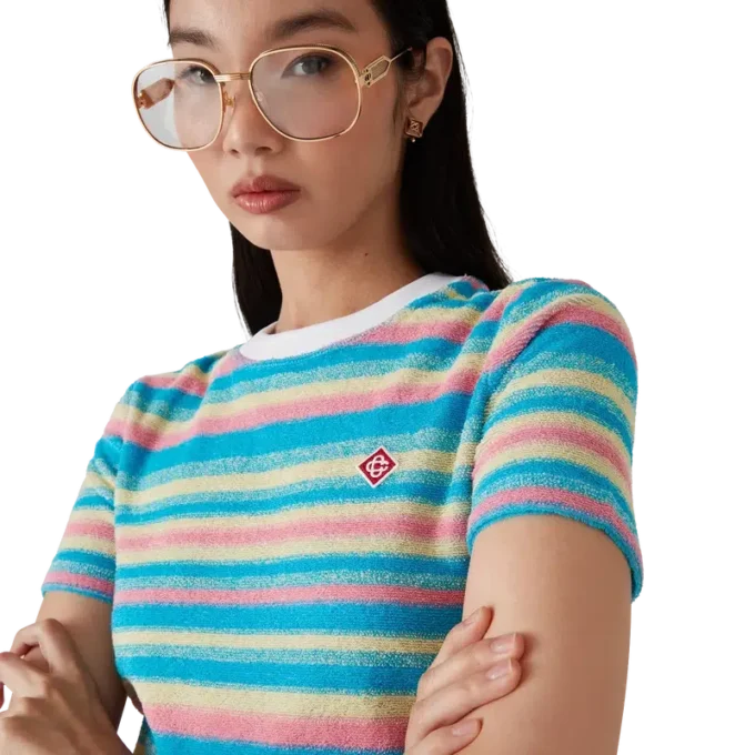 Haut en tissu éponge à rayures