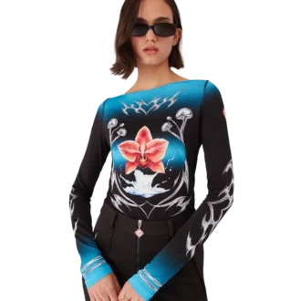 Haut à manches longues en jersey moulant Blades