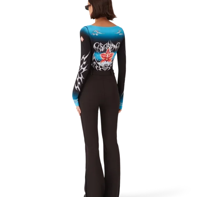 Haut à manches longues en jersey moulant Blades