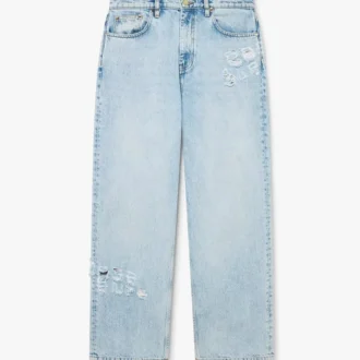 Jean en denim délavé clair avec motif graffiti