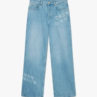 Jean en denim délavé effet graffiti