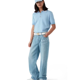 Jean en denim délavé effet graffiti