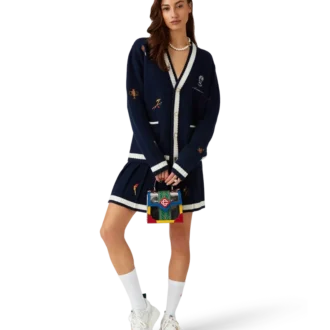 Jupe plissée en laine et cachemire avec motif brodé Jupe plissée en laine et cachemire avec motif brodé
