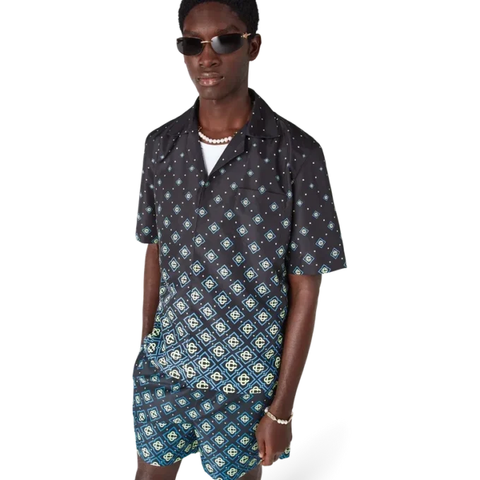 Maillot de bain à manches courtes noir dégradé Monogram Maillot de bain à manches courtes noir dégradé Monogram