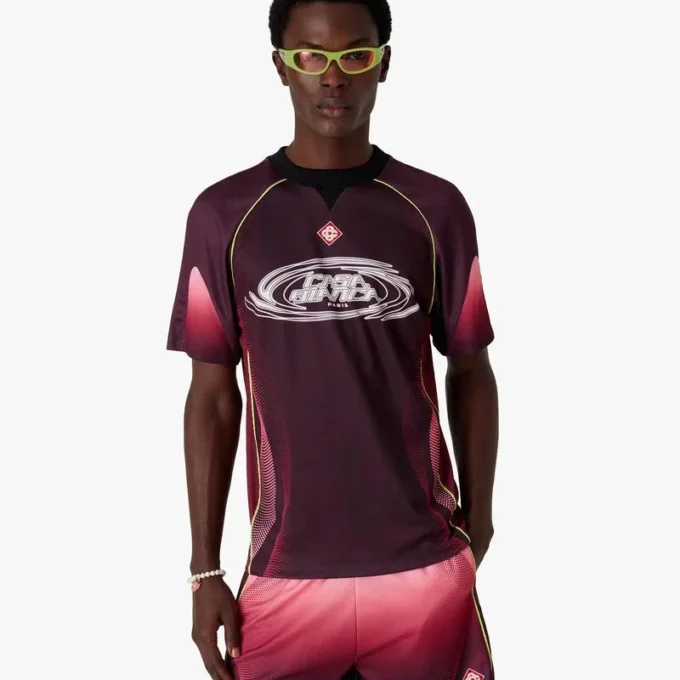 Maillot de football à manches courtes dégradé aubergine