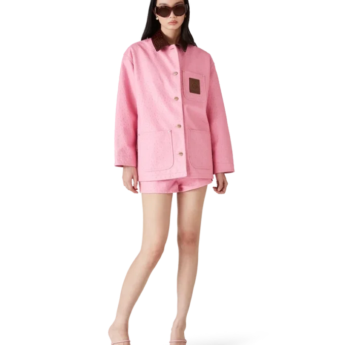 Manteau de travail en cuir gaufré