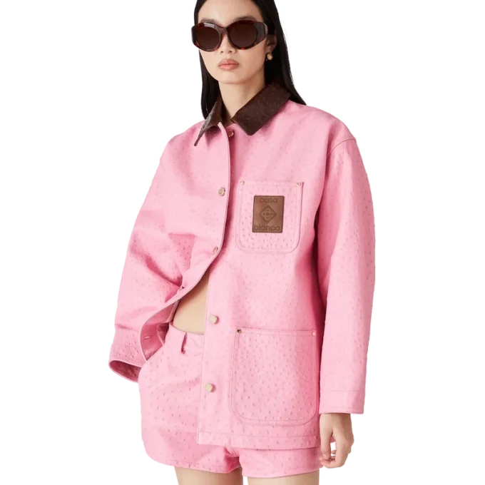 Manteau de travail en cuir gaufré