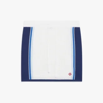 Mini-jupe en maille rayée blanche et bleue Mini-jupe en maille rayée blanche et bleue
