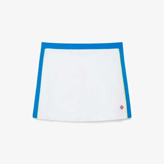 Mini-jupe en piqué blanc et bleu