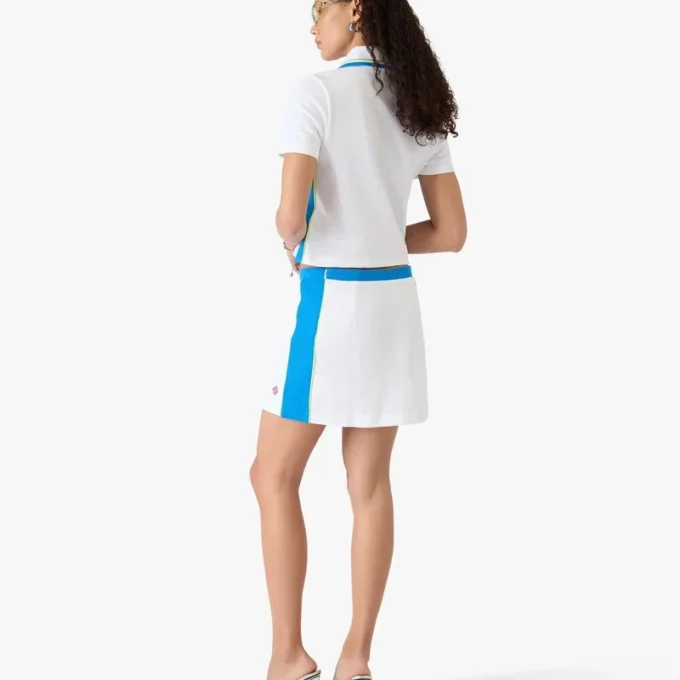 Mini-jupe en piqué blanc et bleu