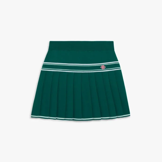Mini-jupe plissée en maille verte Mini-jupe plissée en maille verte