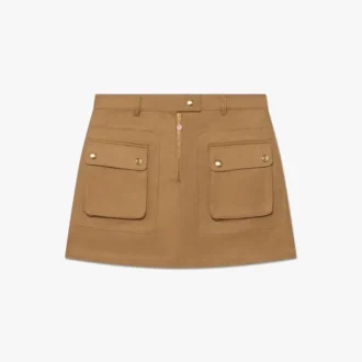 Mini-jupe à poches en coton beige