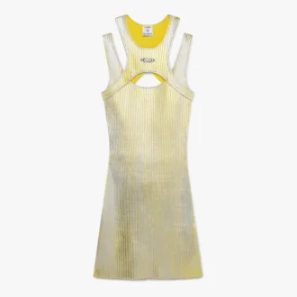 Mini-robe imprimée à la feuille d&rsquo;or jaune