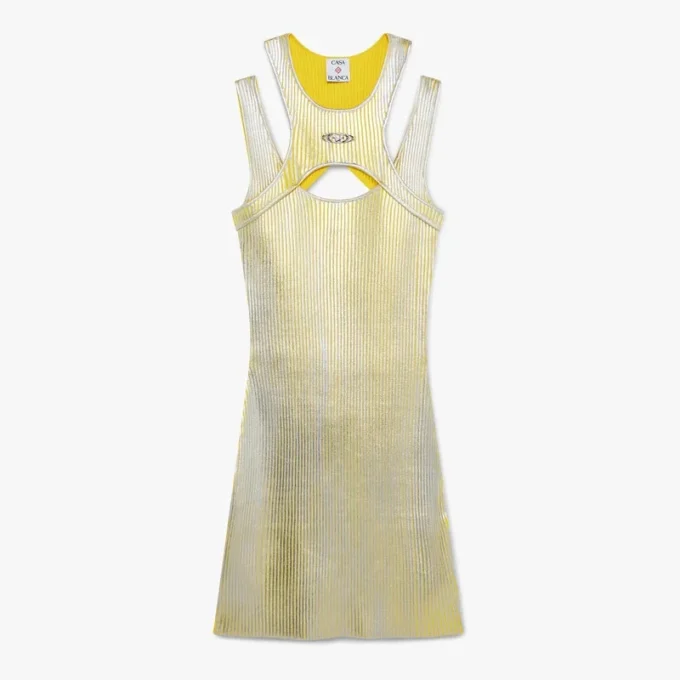 Mini-robe imprimée à la feuille d’or jaune Mini-robe imprimée à la feuille d’or jaune