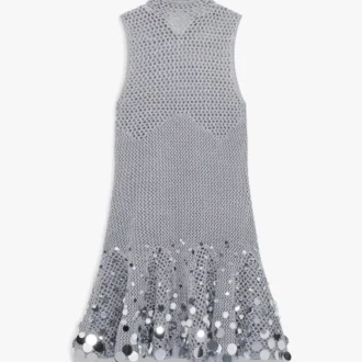 Mini-robe miroir au crochet argentée