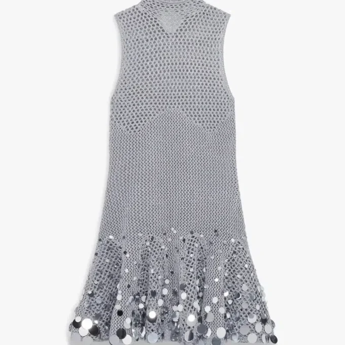 Mini-robe miroir au crochet argentée