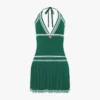 Mini-robe verte plissée à dos nu Mini-robe verte plissée à dos nu