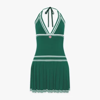 Mini-robe verte plissée à dos nu