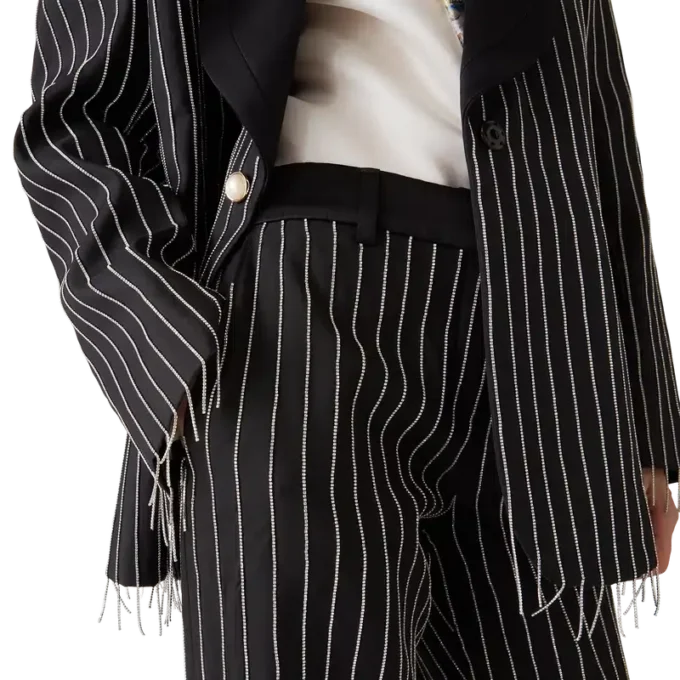 Pantalon ajusté orné de cristaux Pantalon ajusté orné de cristaux