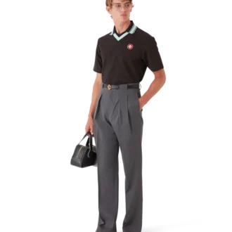 Pantalon de costume en laine avec passants de ceinture