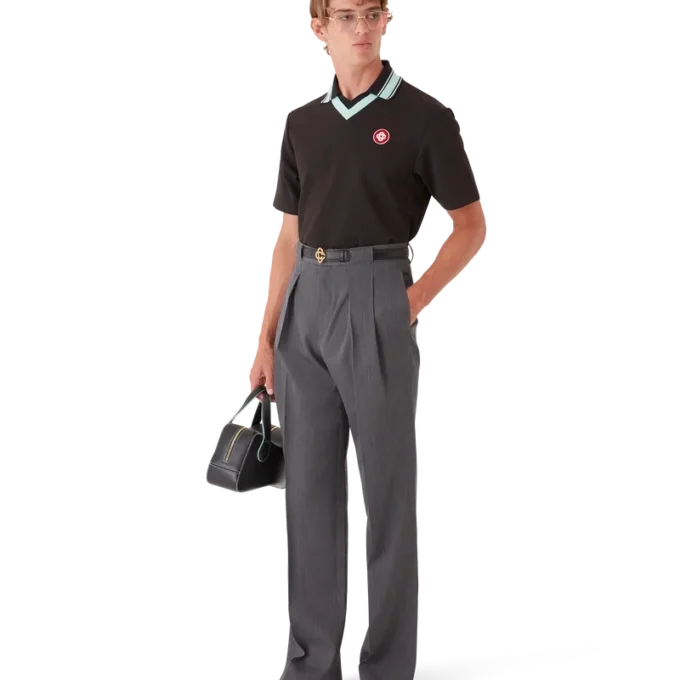 Pantalon de costume en laine avec passants de ceinture Pantalon de costume en laine avec passants de ceinture
