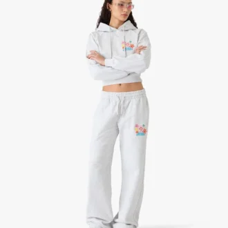 Pantalon de survêtement court gris brodé