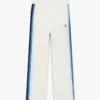 Pantalon de survêtement en maille rayée blanche et bleue Pantalon de survêtement en maille rayée blanche et bleue