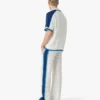 Pantalon de survêtement en maille rayée blanche et bleue Pantalon de survêtement en maille rayée blanche et bleue
