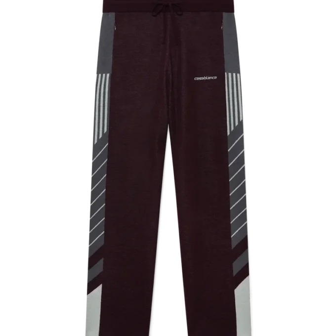 Pantalon de tennis en mérinos à rayures diagonales Pantalon de tennis en mérinos à rayures diagonales