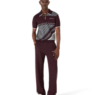 Pantalon de tennis en mérinos à rayures diagonales