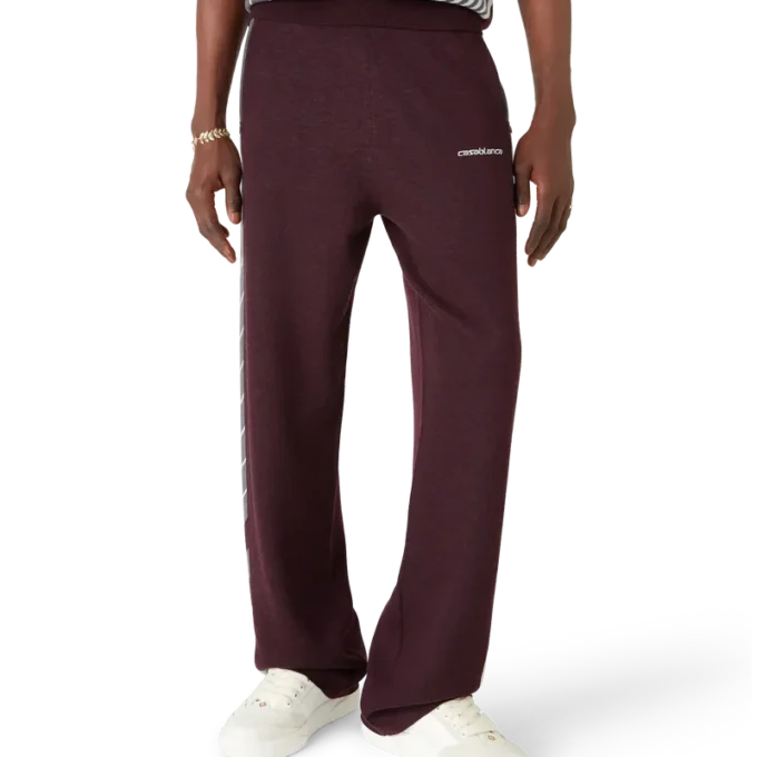 Pantalon de tennis en mérinos à rayures diagonales Pantalon de tennis en mérinos à rayures diagonales