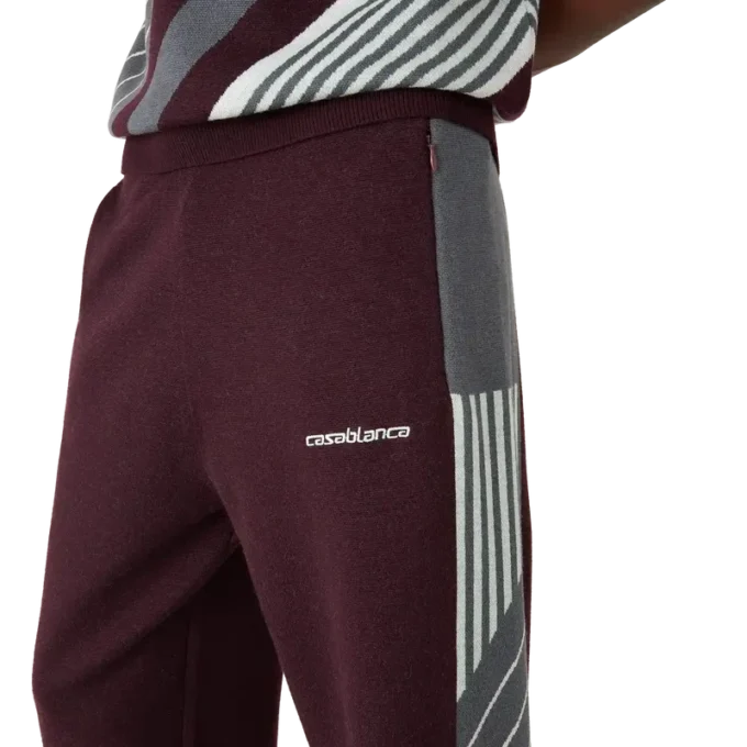 Pantalon de tennis en mérinos à rayures diagonales Pantalon de tennis en mérinos à rayures diagonales