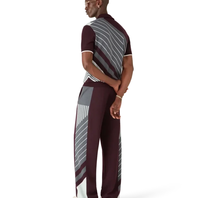 Pantalon de tennis en mérinos à rayures diagonales Pantalon de tennis en mérinos à rayures diagonales