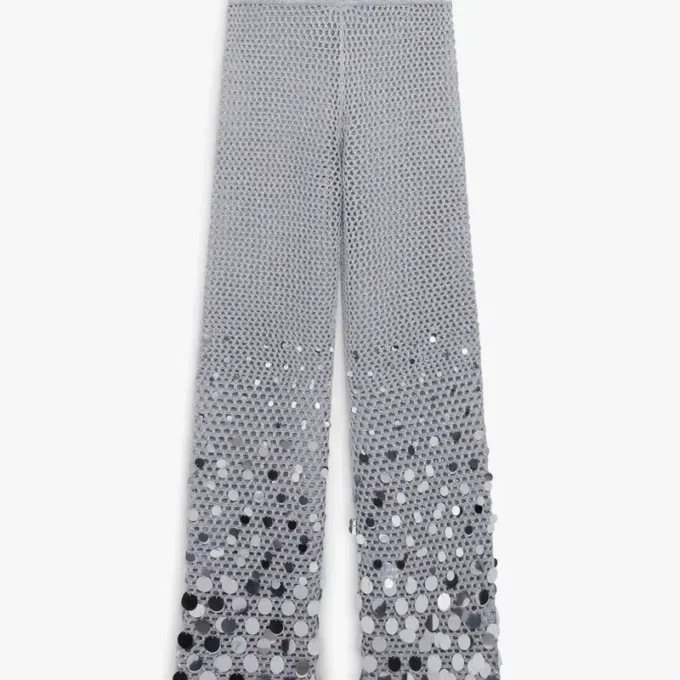 Pantalon en crochet miroir argenté