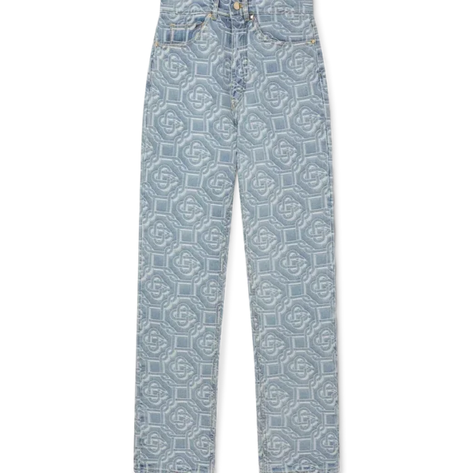 Pantalon en denim délavé classique Monogram