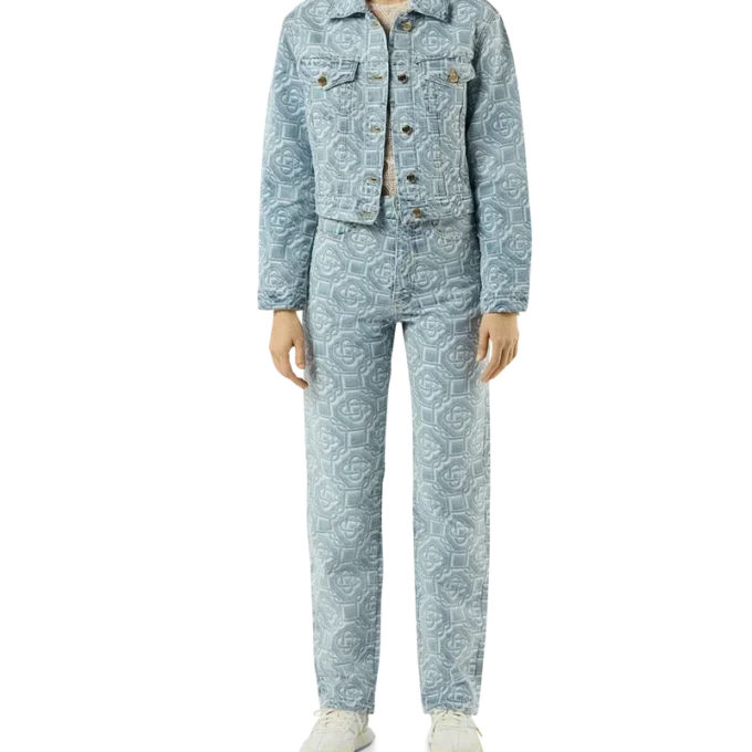 Pantalon en denim délavé classique Monogram