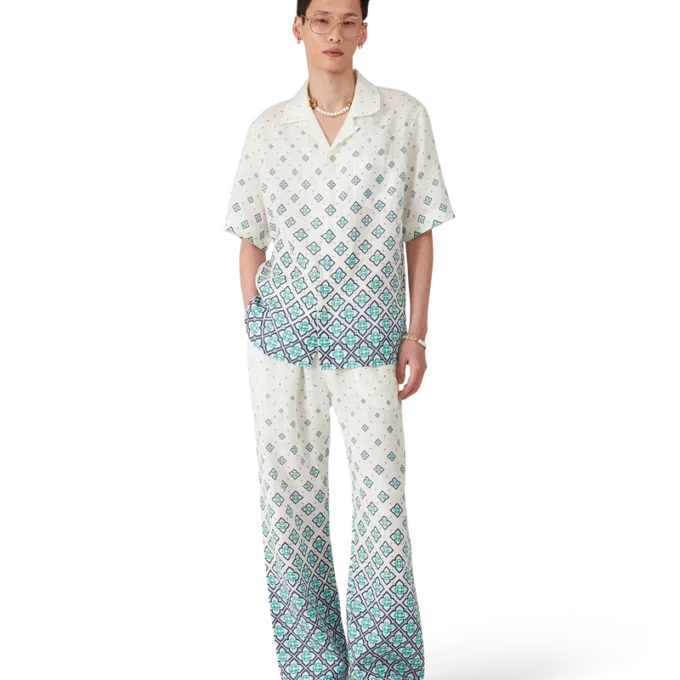 Pantalon en lin à motif Monogram dégradé Pantalon en lin à motif Monogram dégradé