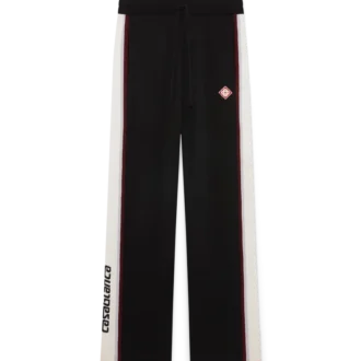 Pantalon en maille mérinos à rayures